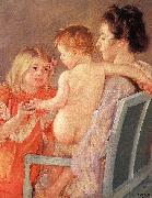 Sara Handing a Toy to the Baby, Mary Cassatt